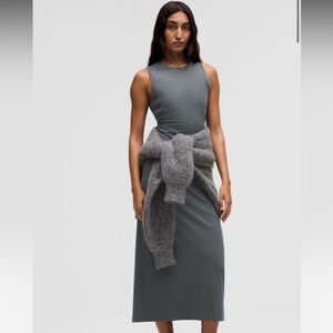 Lululemon All Aligned Ribbed Midi Dress Oil Grey- Size 8